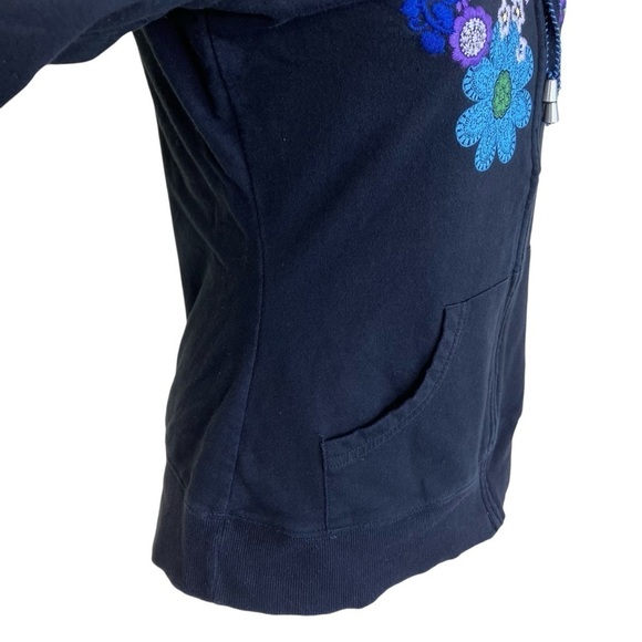 INC Y2K Ed Hardy Style Peace & Love Hippie Floral Embroidery Hoodie Black S - Picture 6 of 16